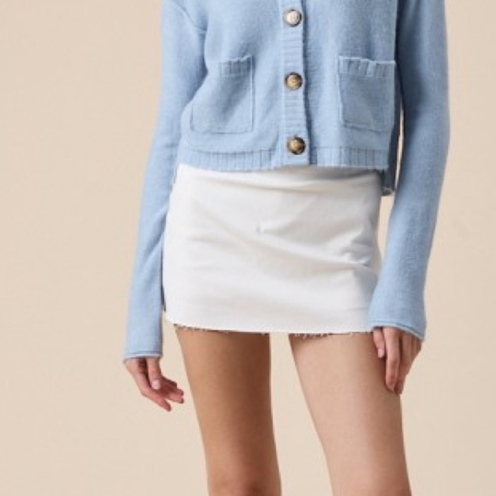 Denim Unfinished Hemline Slim Fit-in Mini Skort